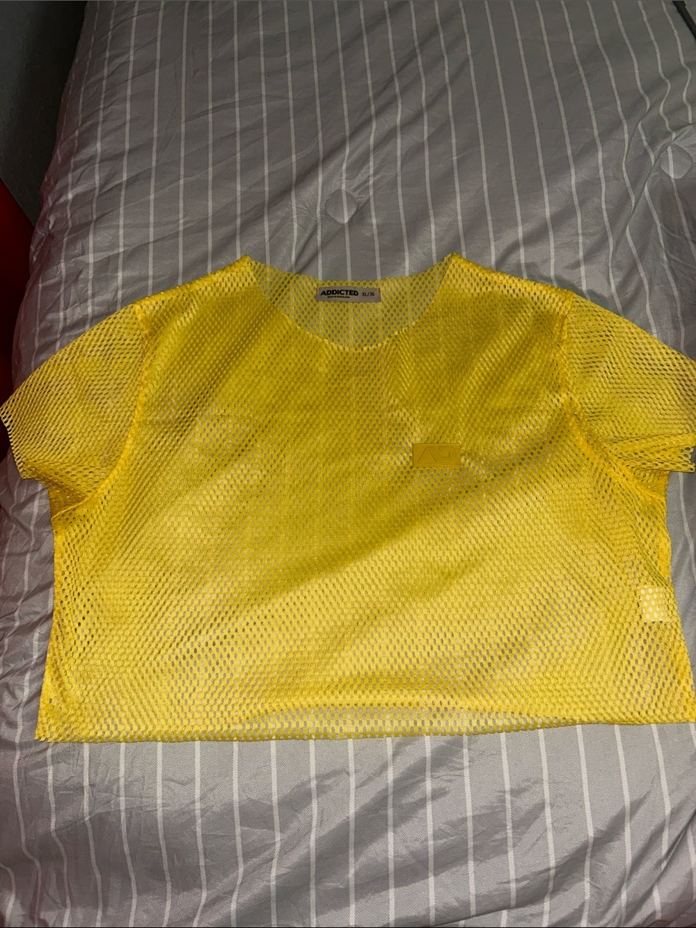 Addicted Brands Yellow Mesh Crop Tee - Men's Tank Top